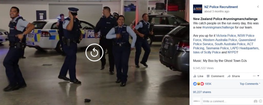 New Zealand Police Recruitment Running Man Challenge social media marketing